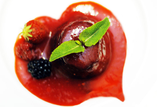 Cherry in coulis heart swirl
